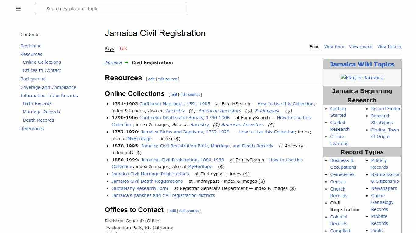 Jamaica Civil Registration • FamilySearch